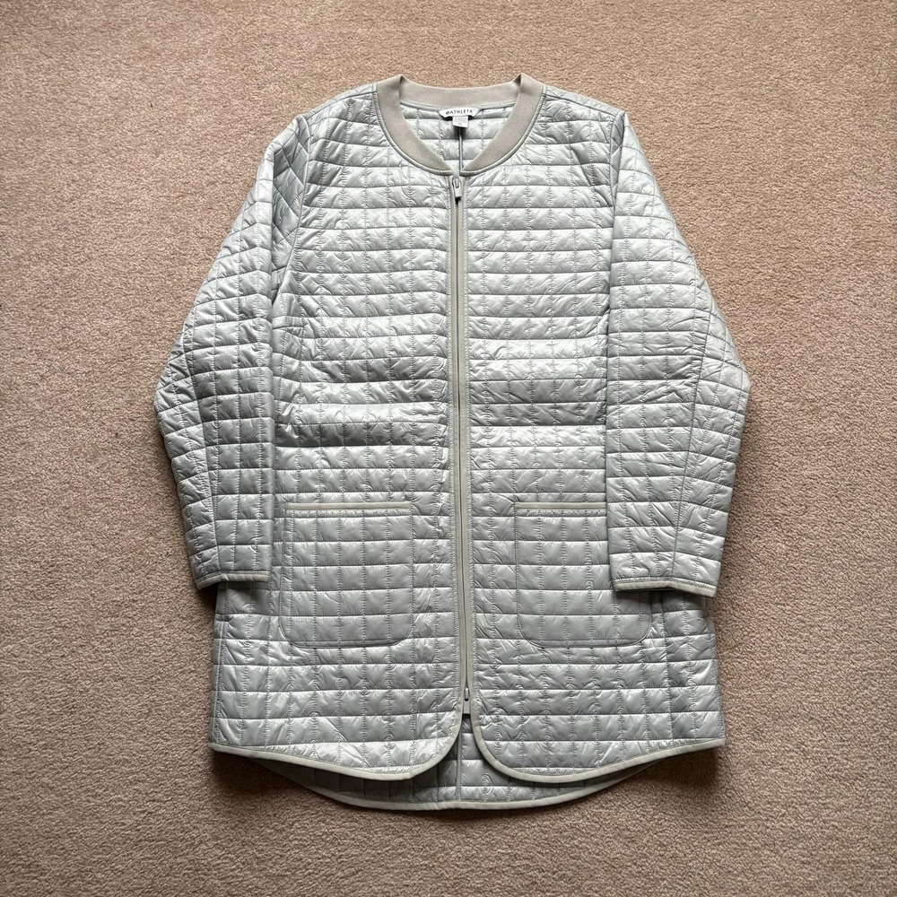 Athleta Jacket Womens XL Light Sage Green Grandview PrimaLoft Quilted Longline